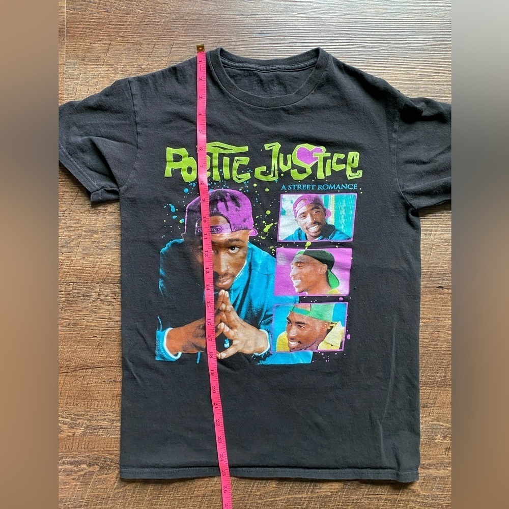 POETIC JUSTICE 2Pac T-Shirt sz S Hip Hop TuPac Rap 90s black cotton tee EUC - Picture 3 of 10